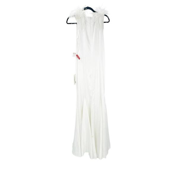 Mac Duggal Exquisite Feather Shoulder V-Neck Column Gown White Size 6 NWT - Picture 13 of 13
